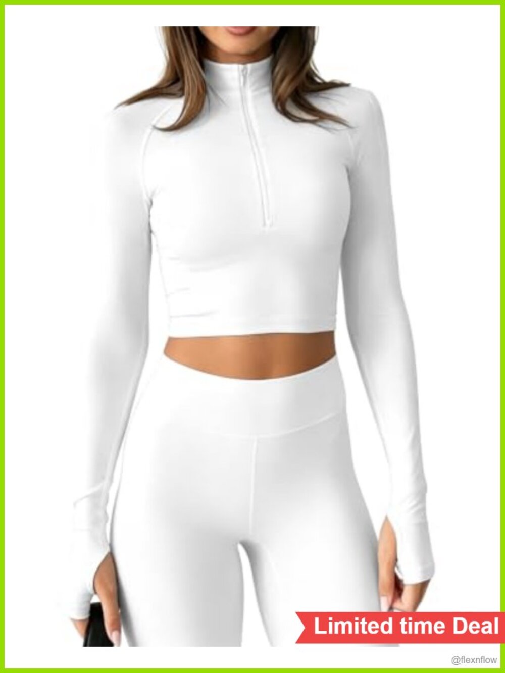 Women Cropped Workout Top Slim Fitted Long Sleeve Quarter Zip Active Shirt